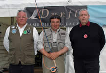Robert Gillespie, All Ireland Game Fair Casting Champion in 2007 with organiser Alan Kirkpatrick and sponsor Bill Godfrey from Dunfly.